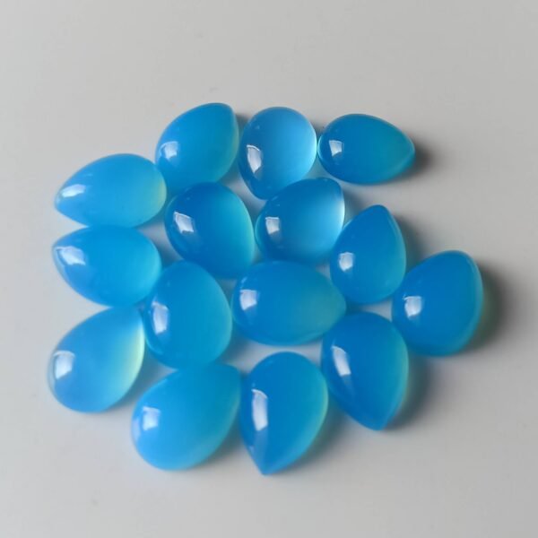 AAA Natural Blue Chalcedony Pear Cabochon